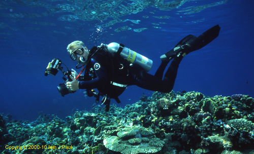 Photographer over reef